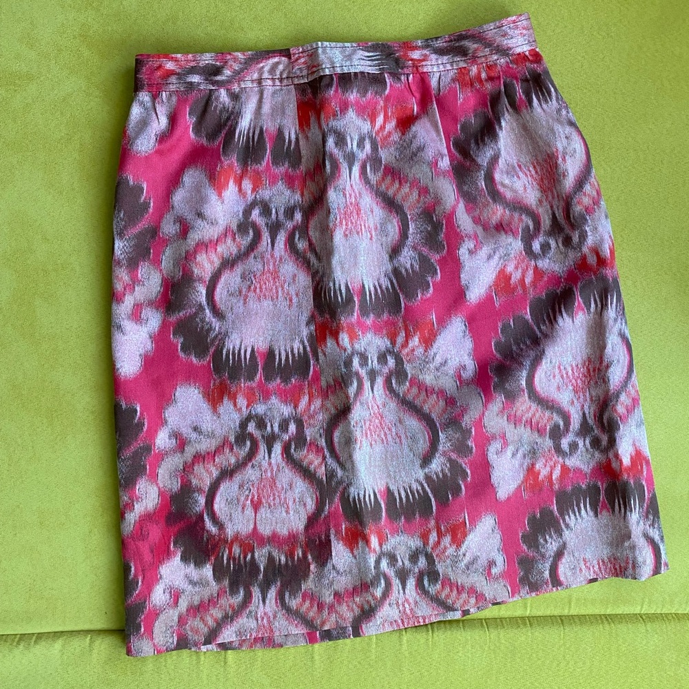 Tory Burch size 6 silk blend red print knee length skirt